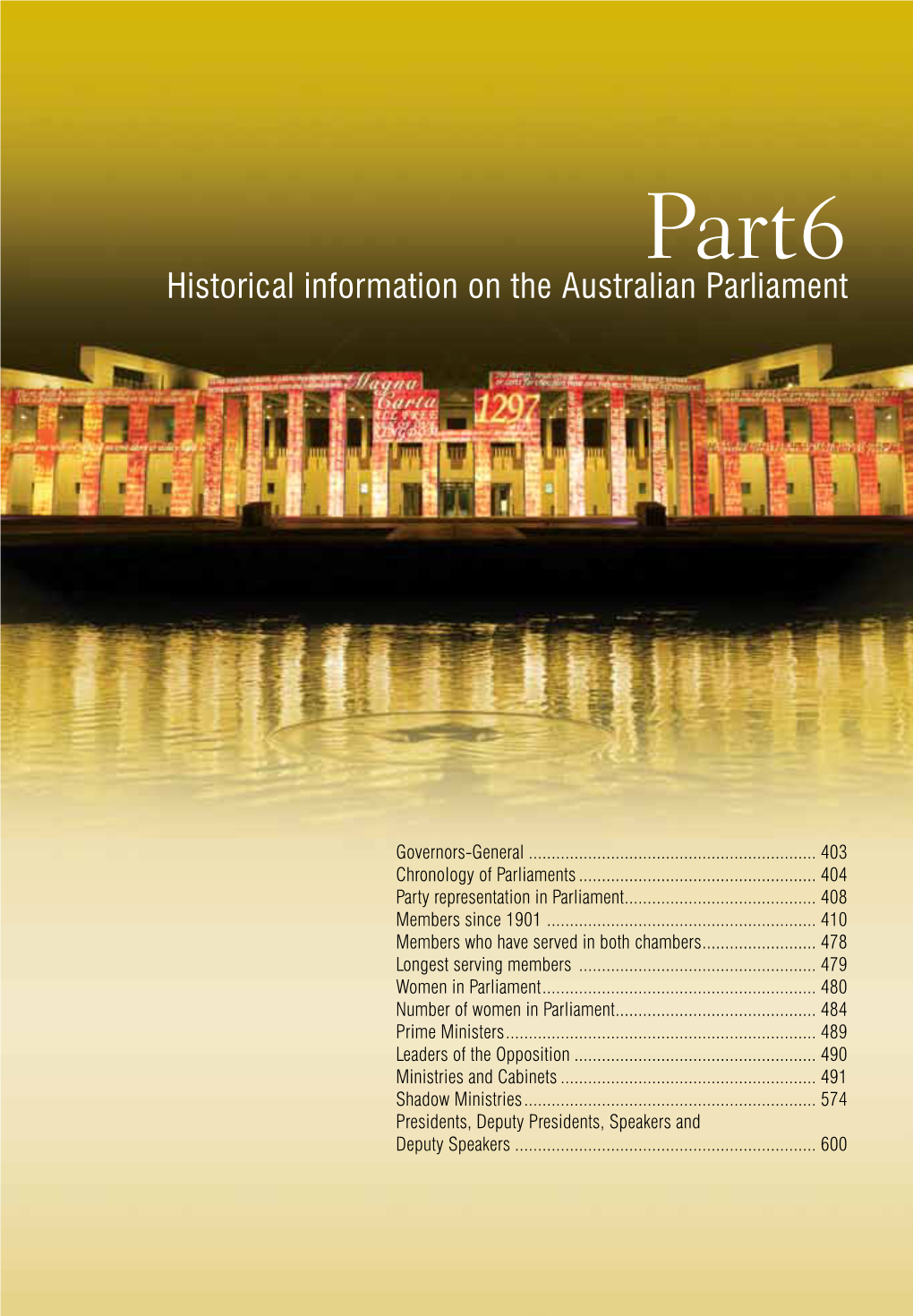 Historical Information on the Australian Parliament