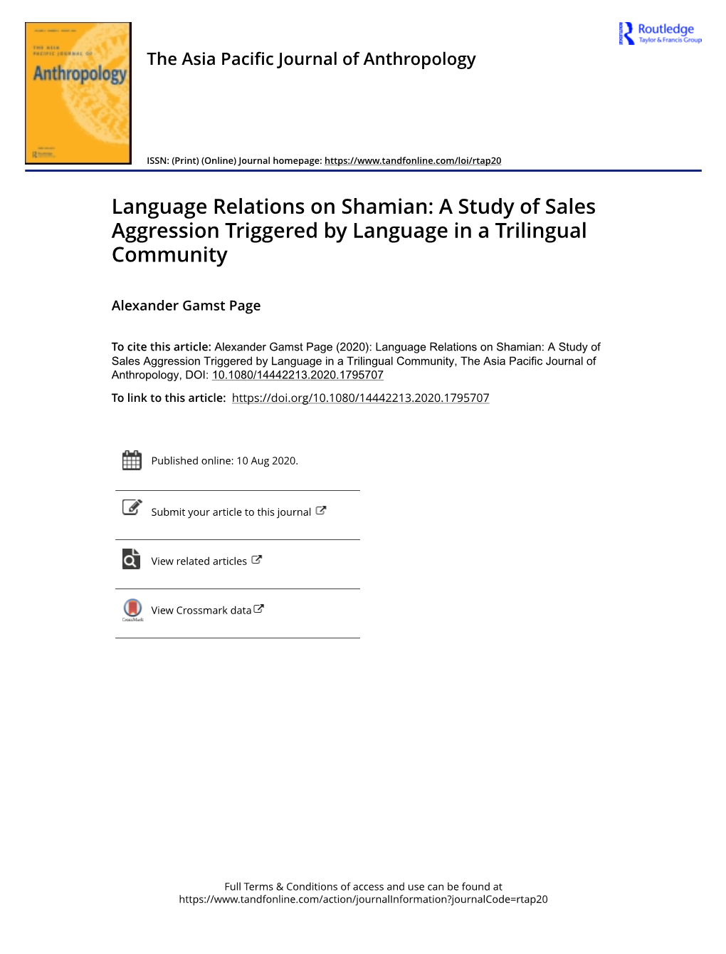 Language Relations on Shamian: a Study of Sales Aggression Triggered by Language in a Trilingual Community