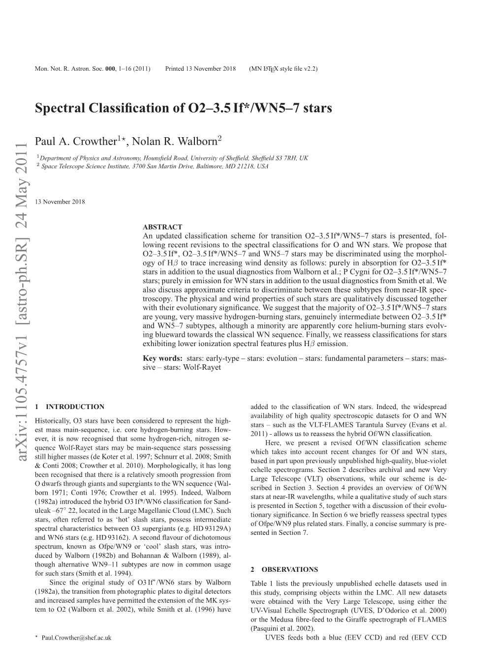 Spectral Classification of O2–3.5 If*/WN5–7 Stars