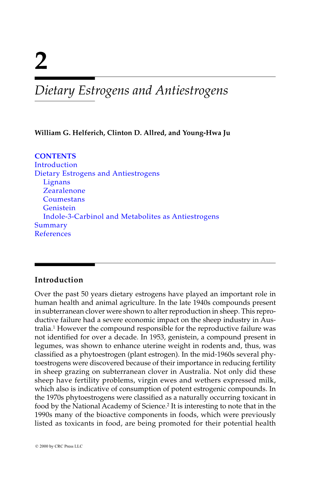 Chapter 2: Dietary Estrogens and Antiestrogens