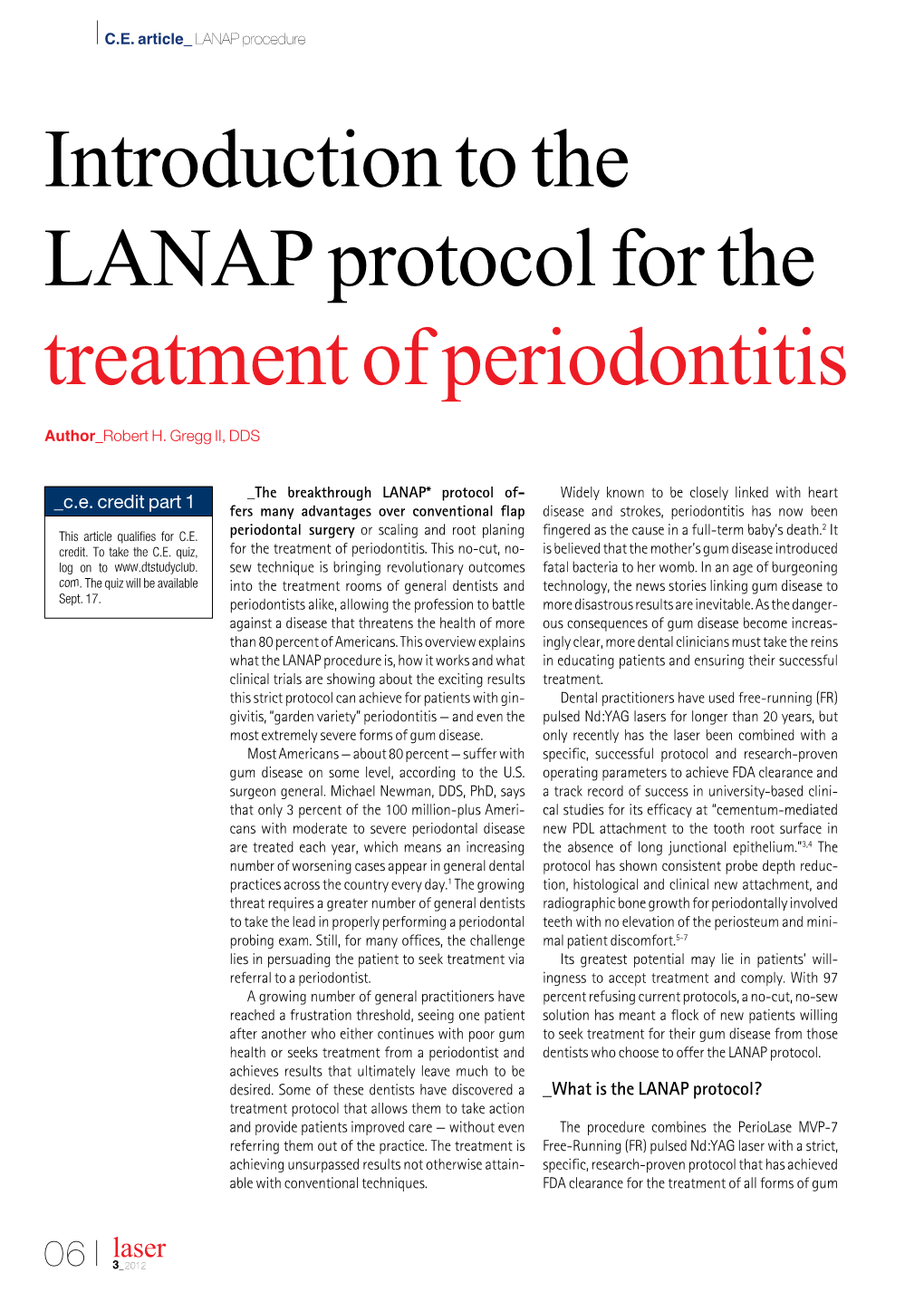 Introduction to the LANAP Protocol for the Treatment of Periodontitis