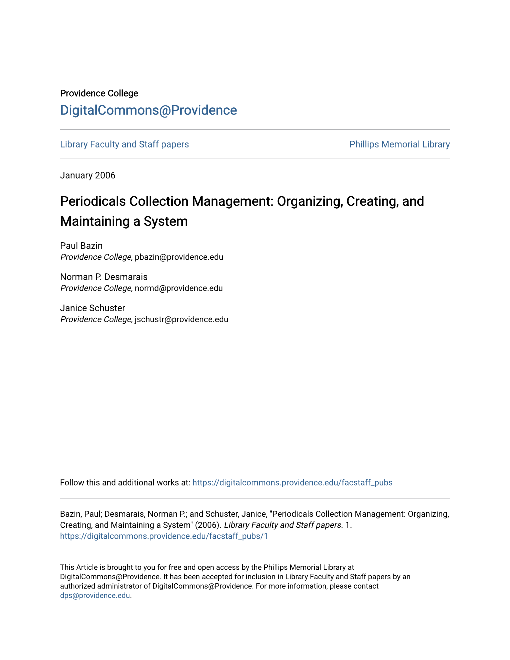 Periodicals Collection Management: Organizing, Creating, and Maintaining a System