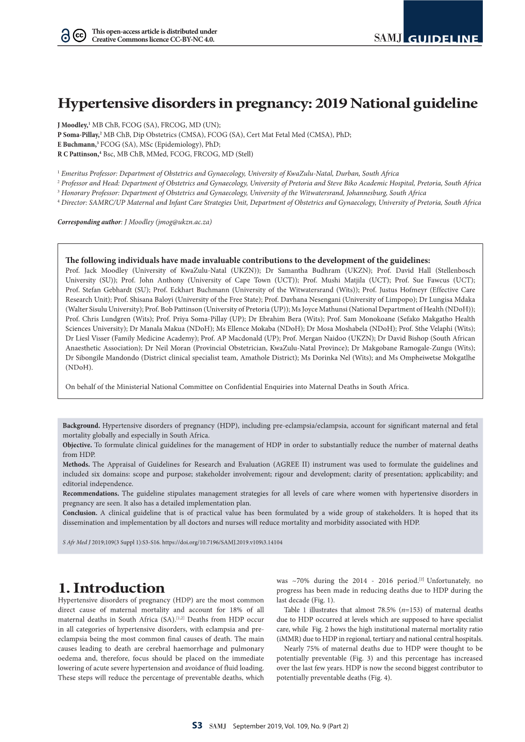 Hypertensive Disorders in Pregnancy: 2019 National Guideline