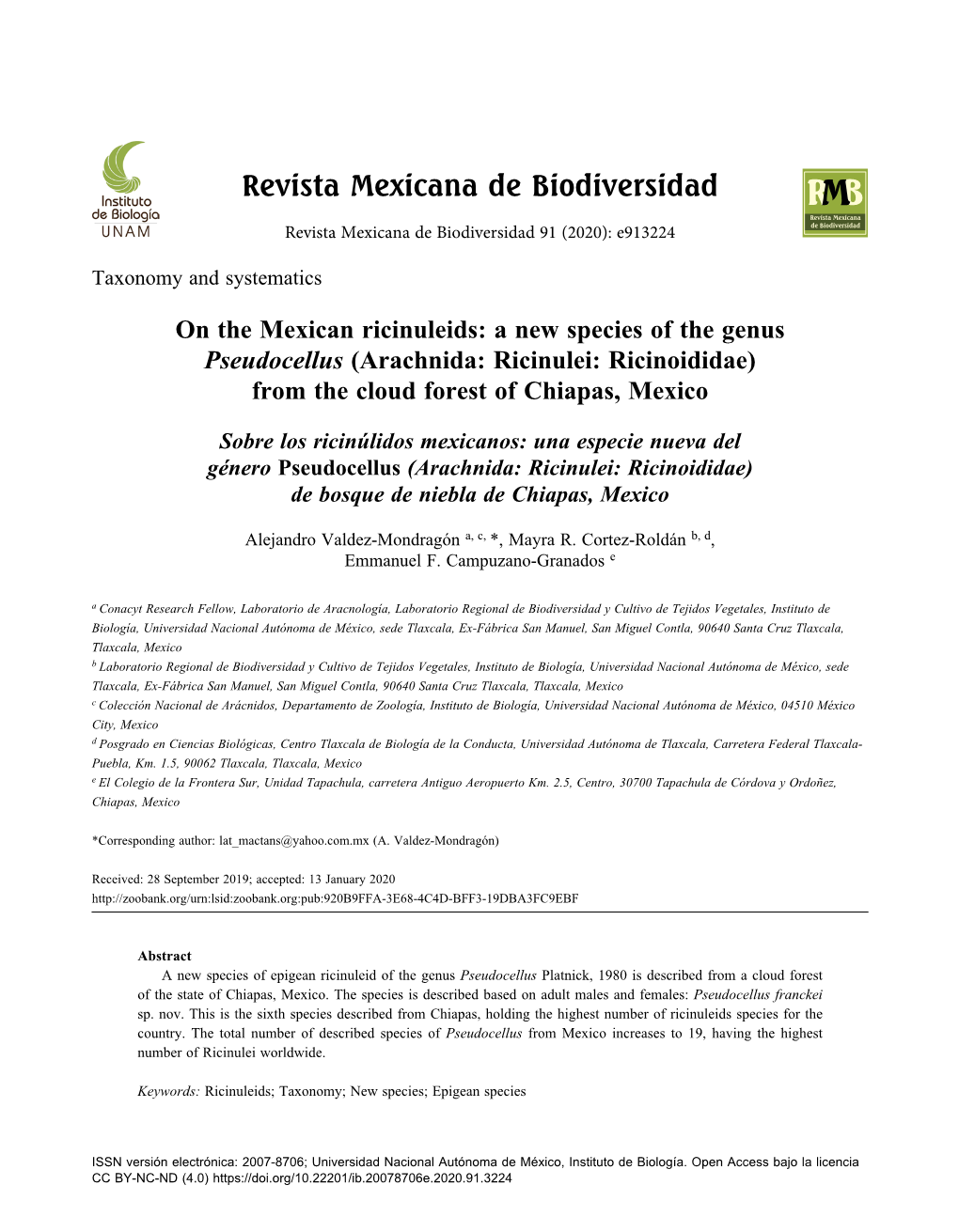 Revista Mexicana De Biodiversidad