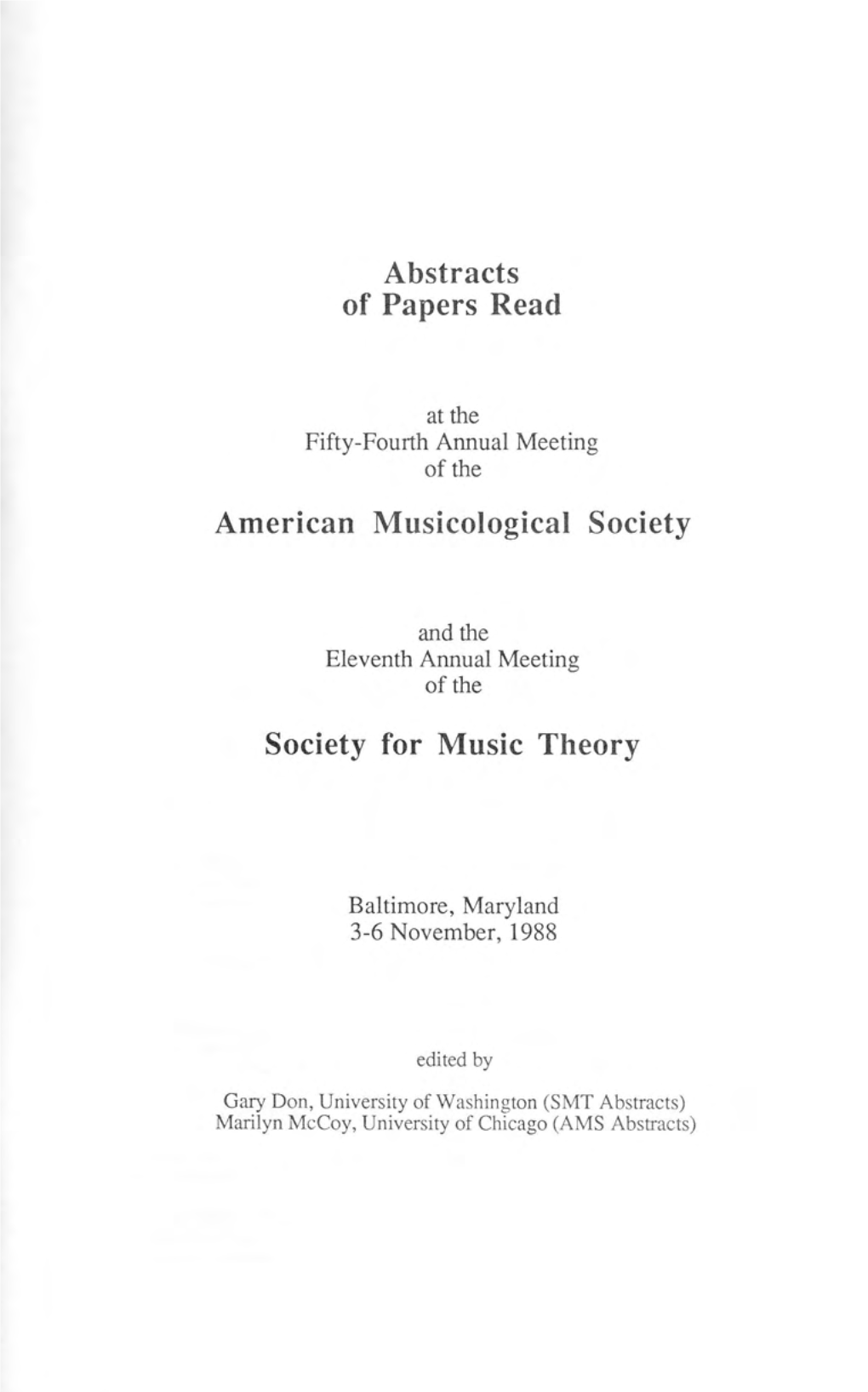 Abstracts of Papers Read