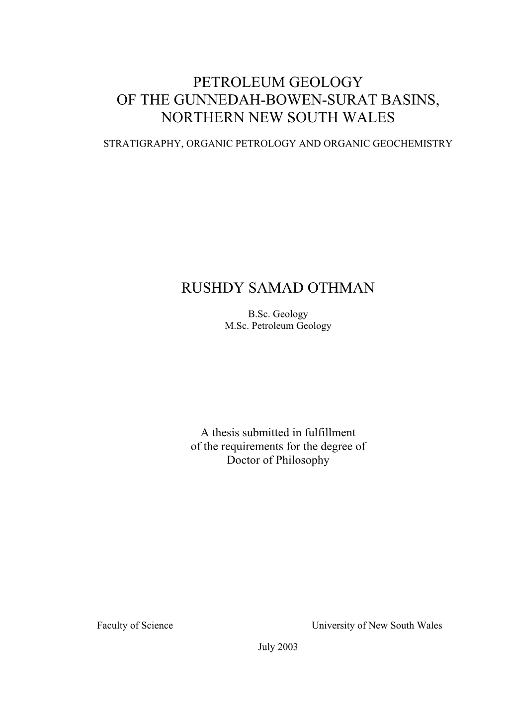 Petroleum Geology of the Gunnedah-Bowen-Surat Basins, Northern New South Wales