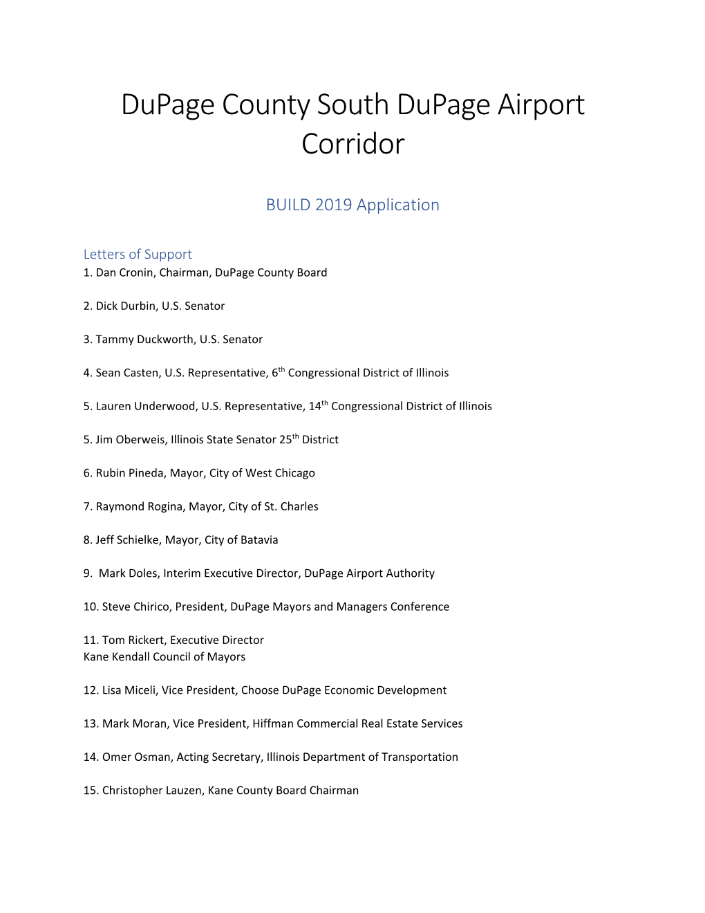 Dupage County South Dupage Airport Corridor