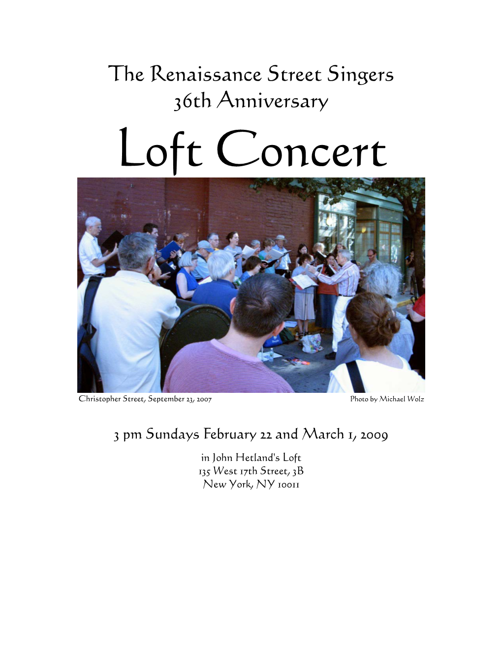 Loft Concert Program