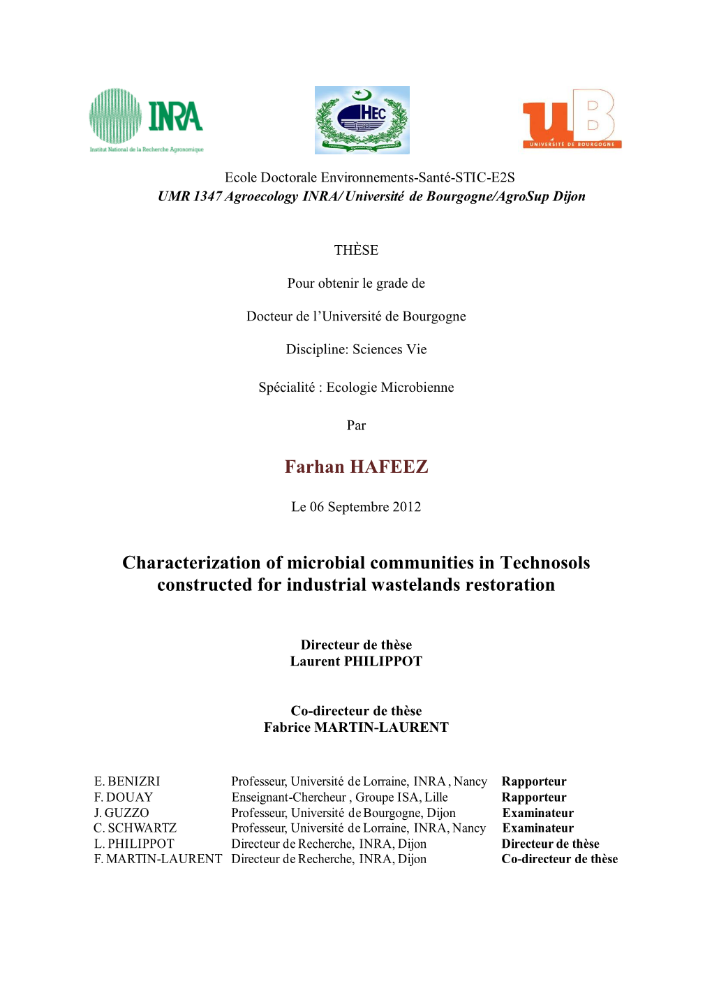 Farhan HAFEEZ Characterization of Microbial Communities In