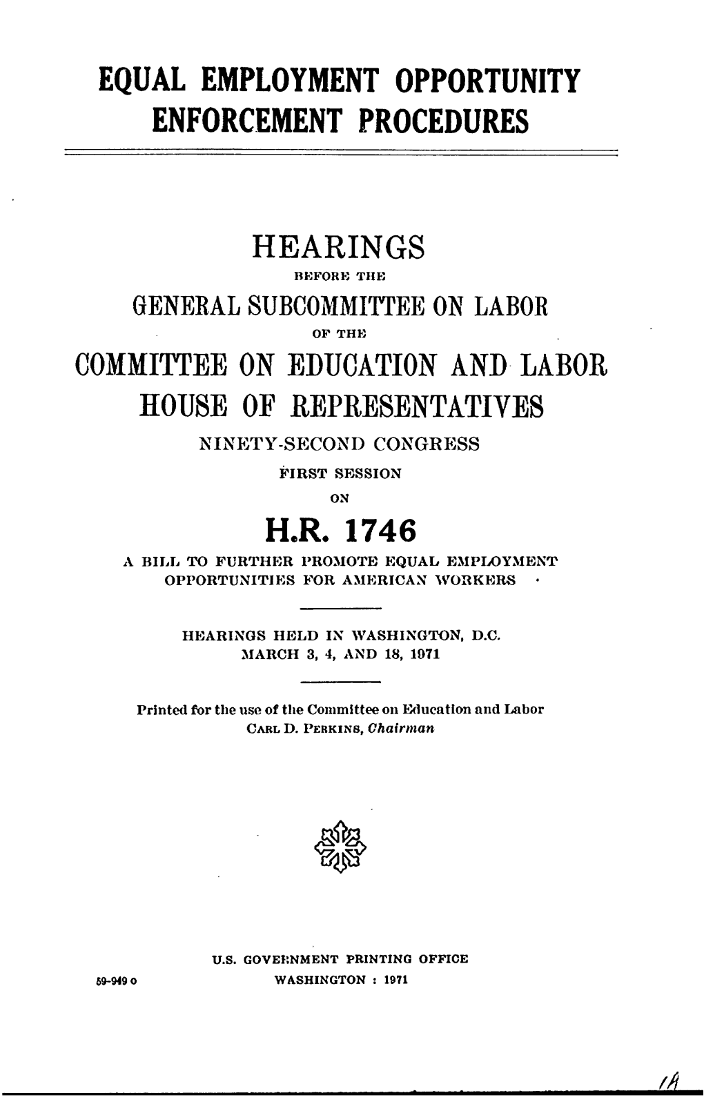 Equal Employment Opportunity Enforcement Procedures H.R. 1746