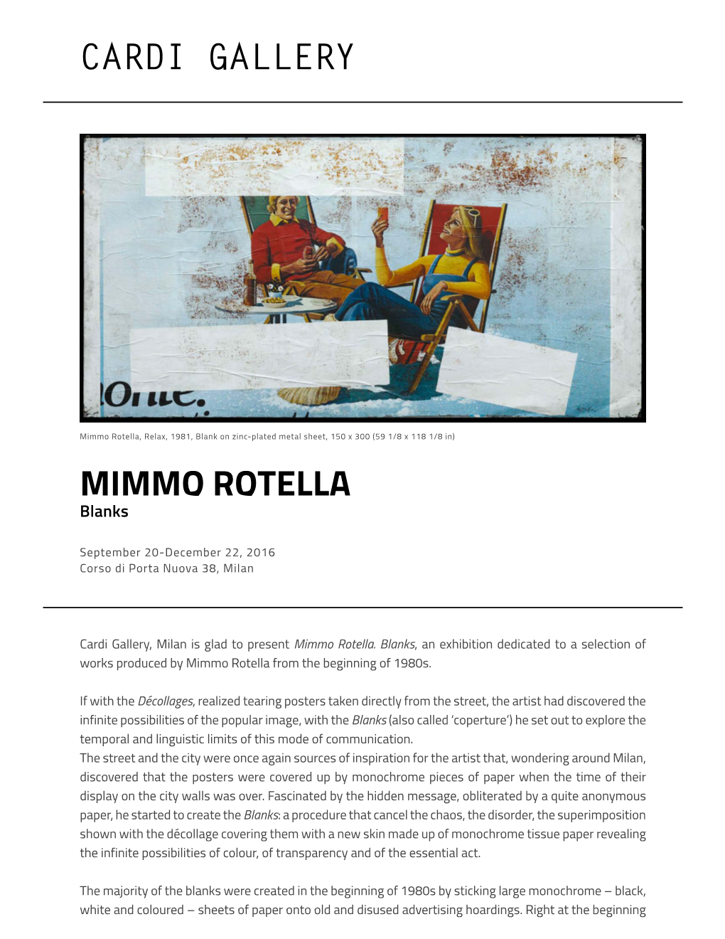 Cardi Gallery Mimmo Rotella