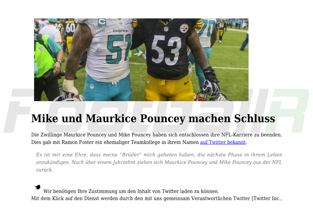 Mike Und Maurkice Pouncey Machen Schluss