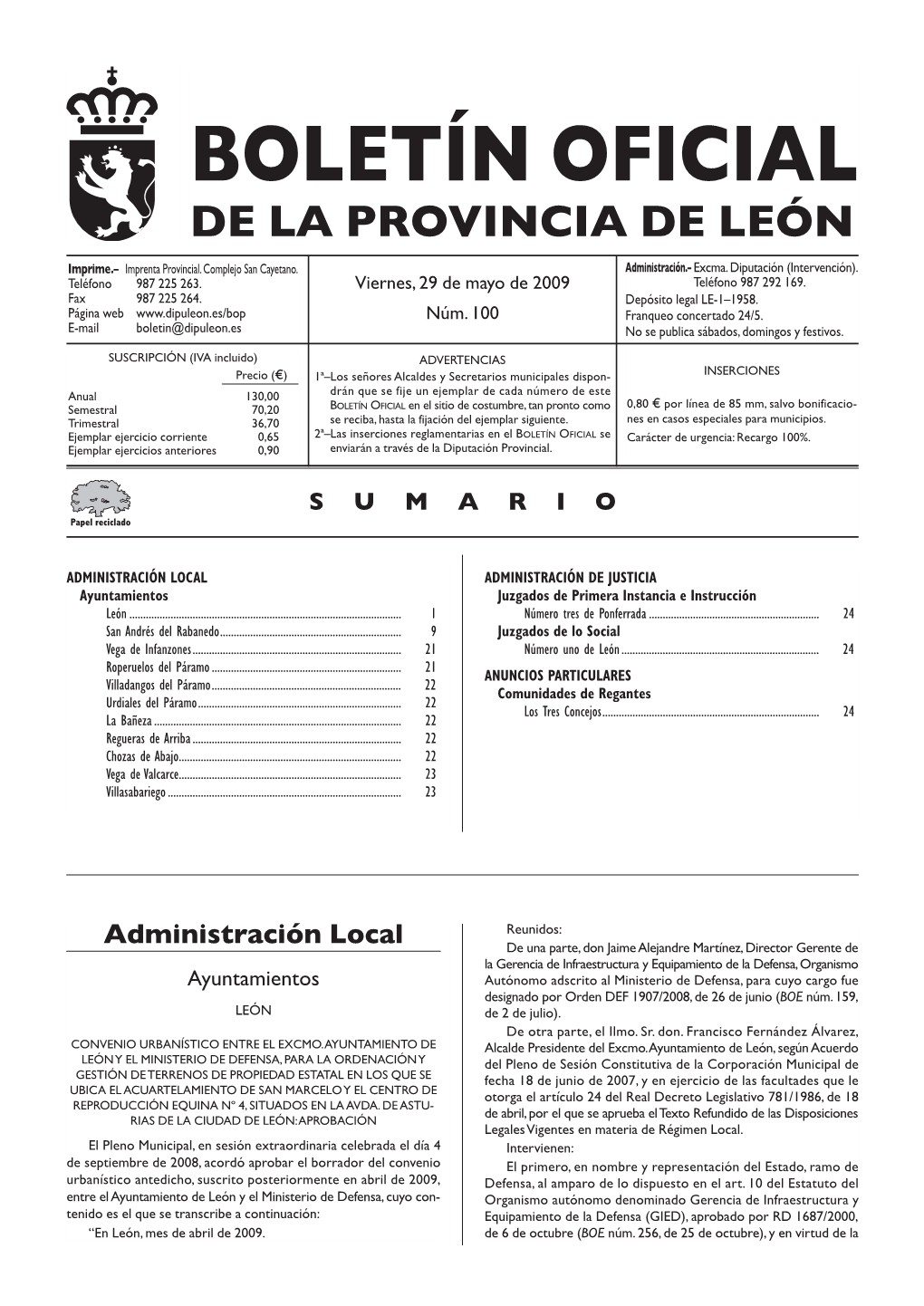 BOLETÍN OFICIAL DE LA PROVINCIA DE LEÓN Imprime.– Imprenta Provincial