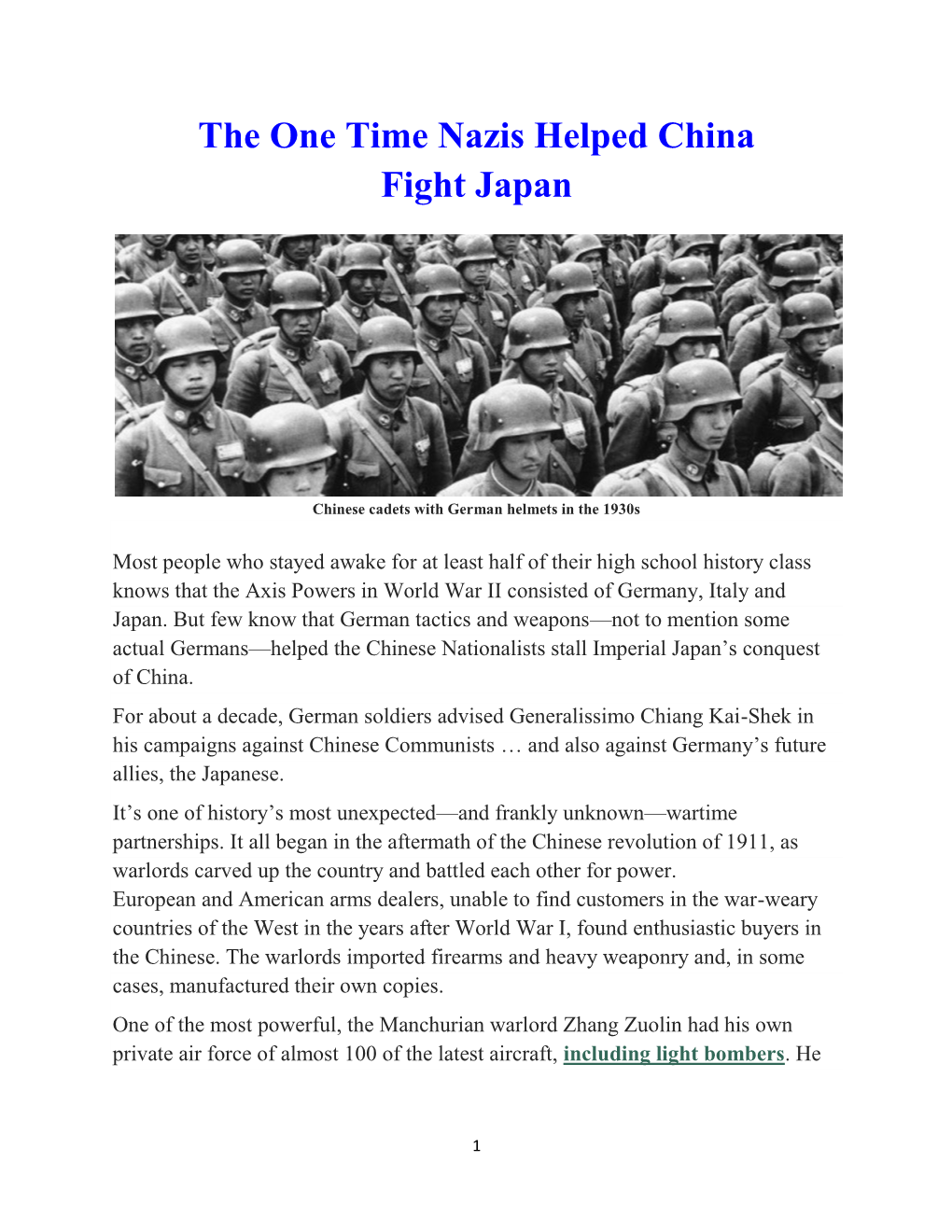 WWII Nazis Help China Fight Japan