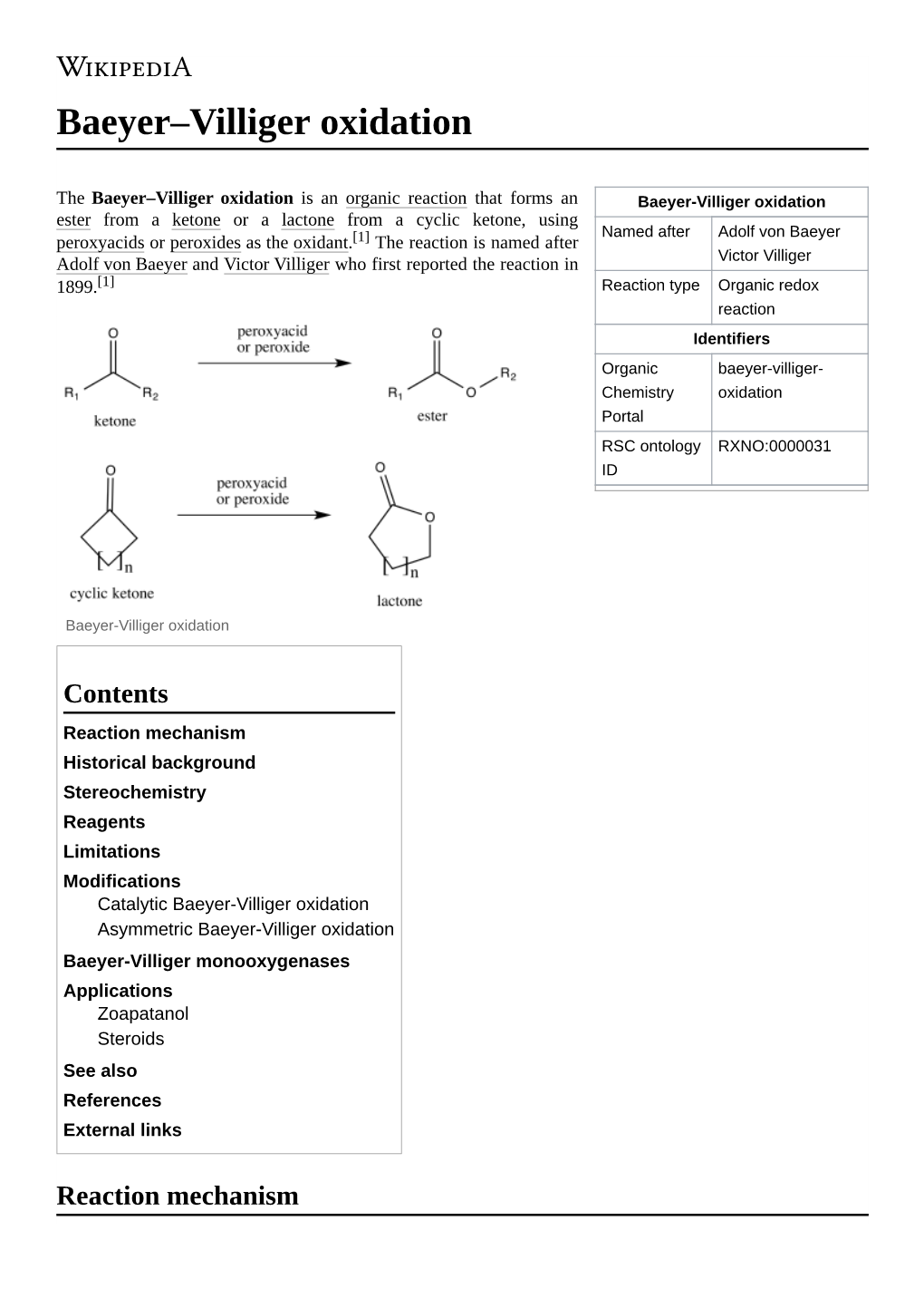 Baeyer–Villiger Oxidation