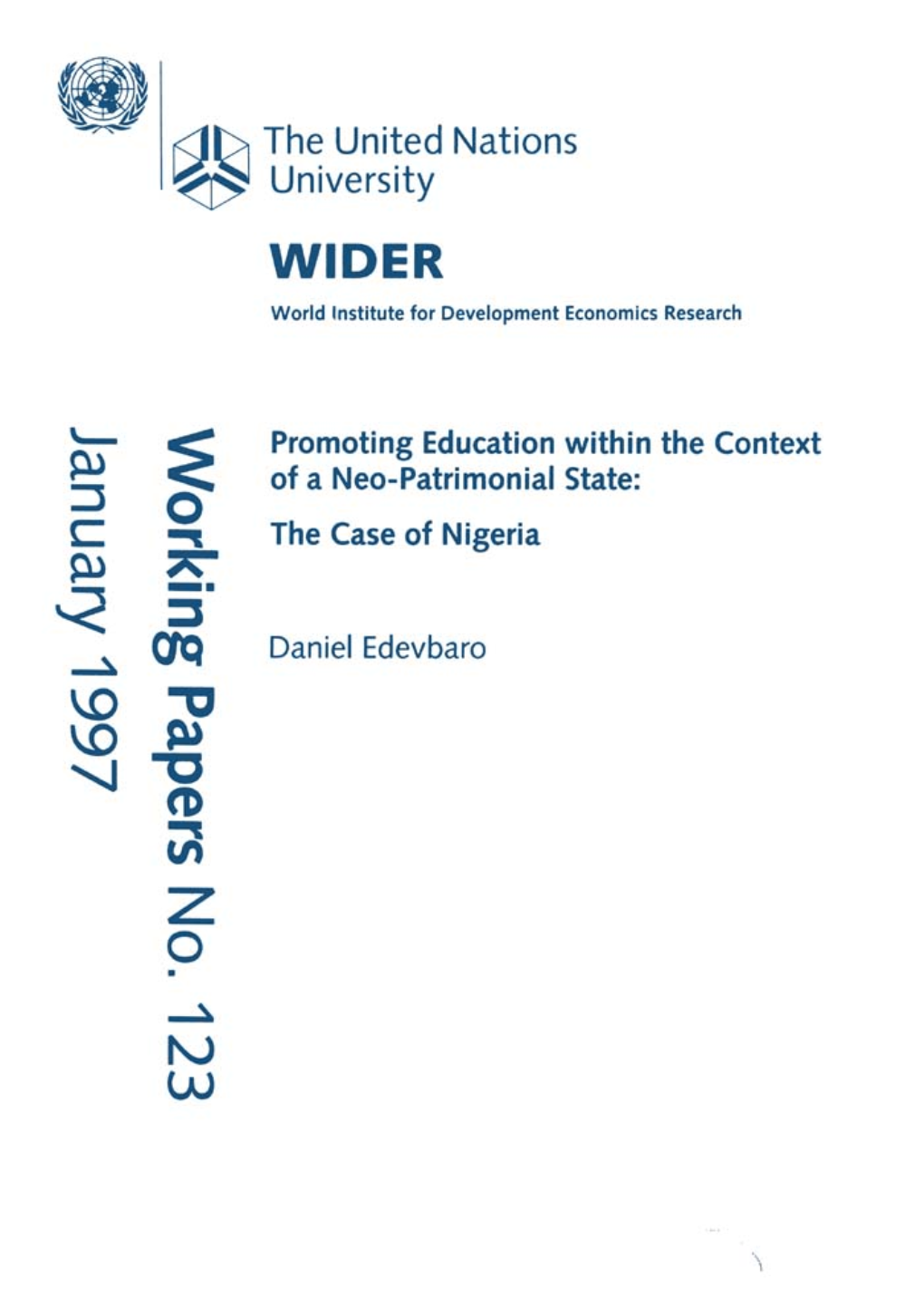 Promoting Education Within the Context of a Neo-Patrimonial State: the Case of Nigeria