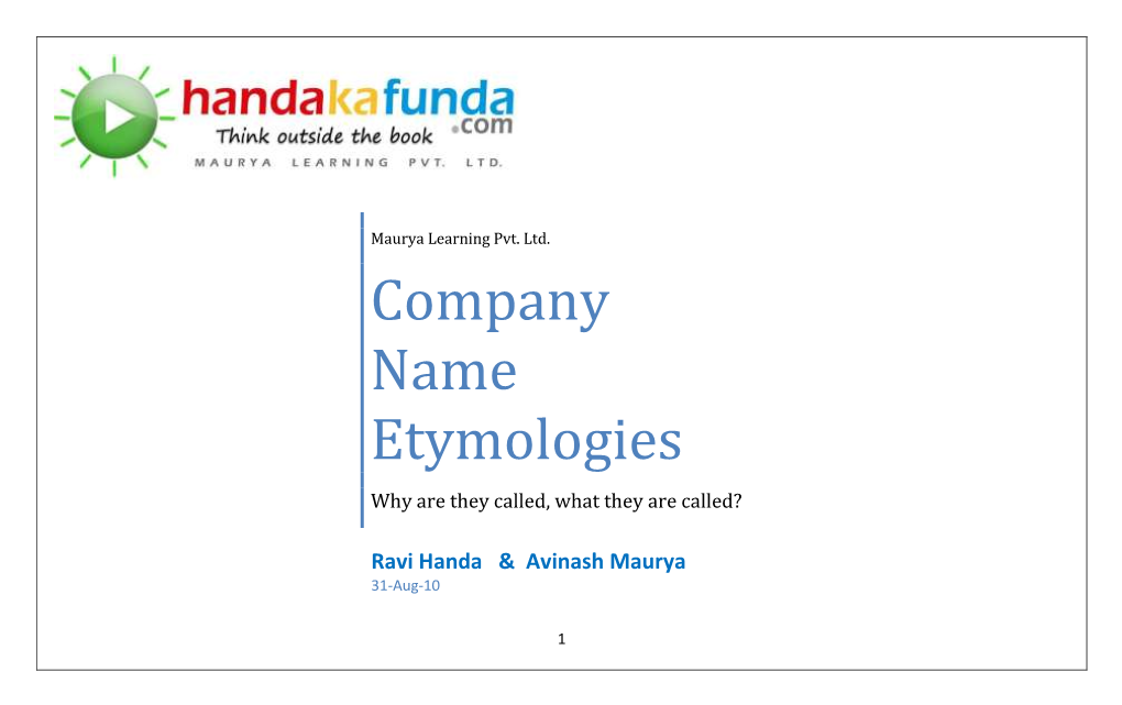 Company Name Etymologies