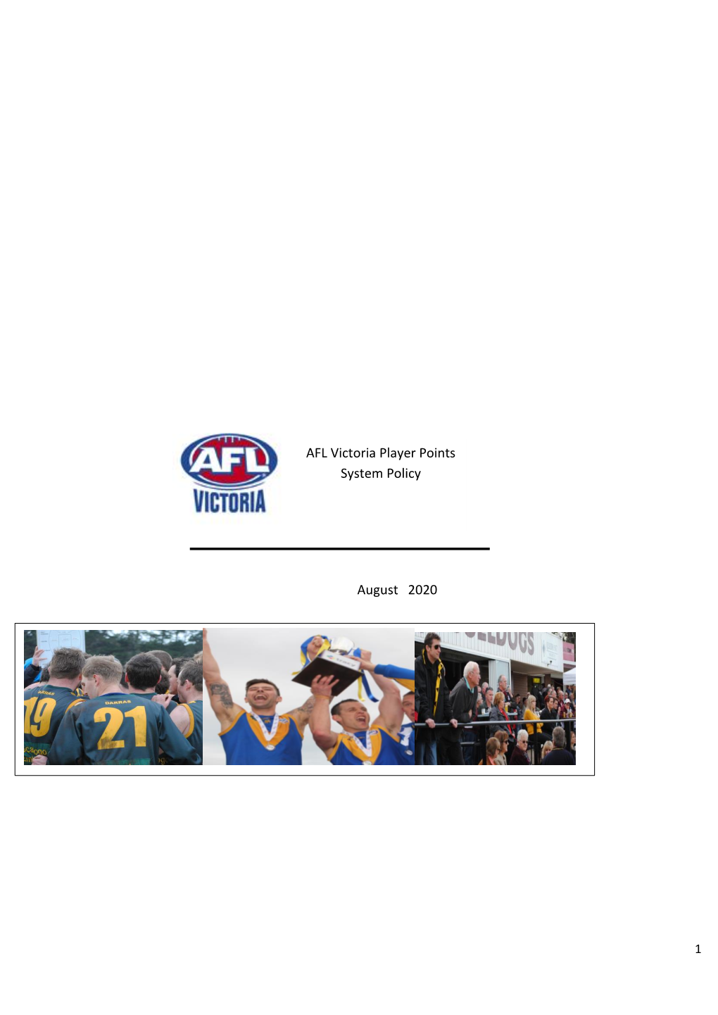 AFL Victoria Player Points System Policy August 2020