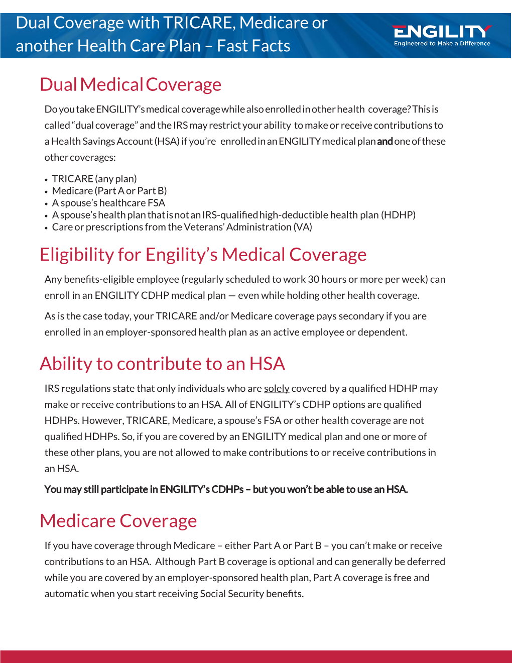 Dual Coverage with TRICARE, Medicare Or Another Health Care Plan – Fast Facts