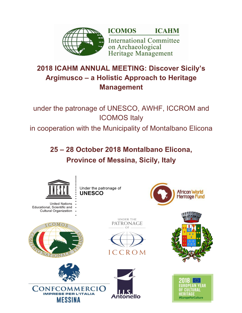 2018 ICAHM ANNUAL MEETING: Discover Sicily's Argimusco – A