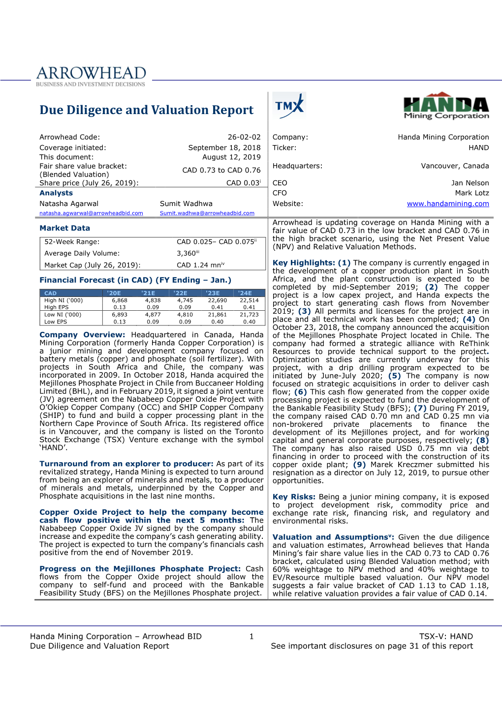 View: Headquartered in Canada, Handa of the Mejillones Phosphate Project Located in Chile