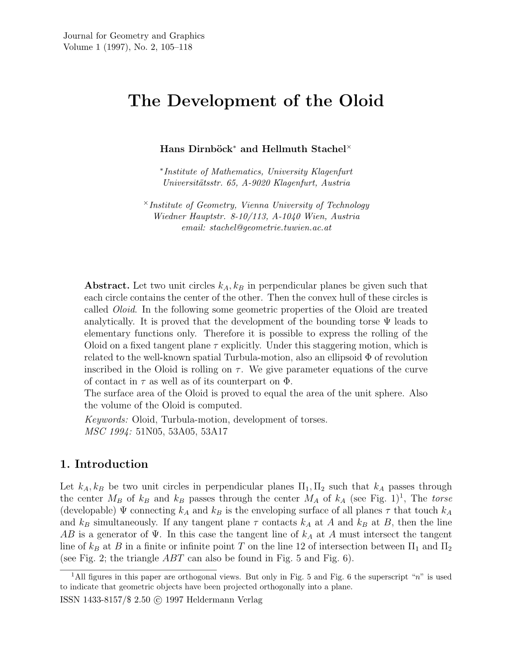 The Development of the Oloid