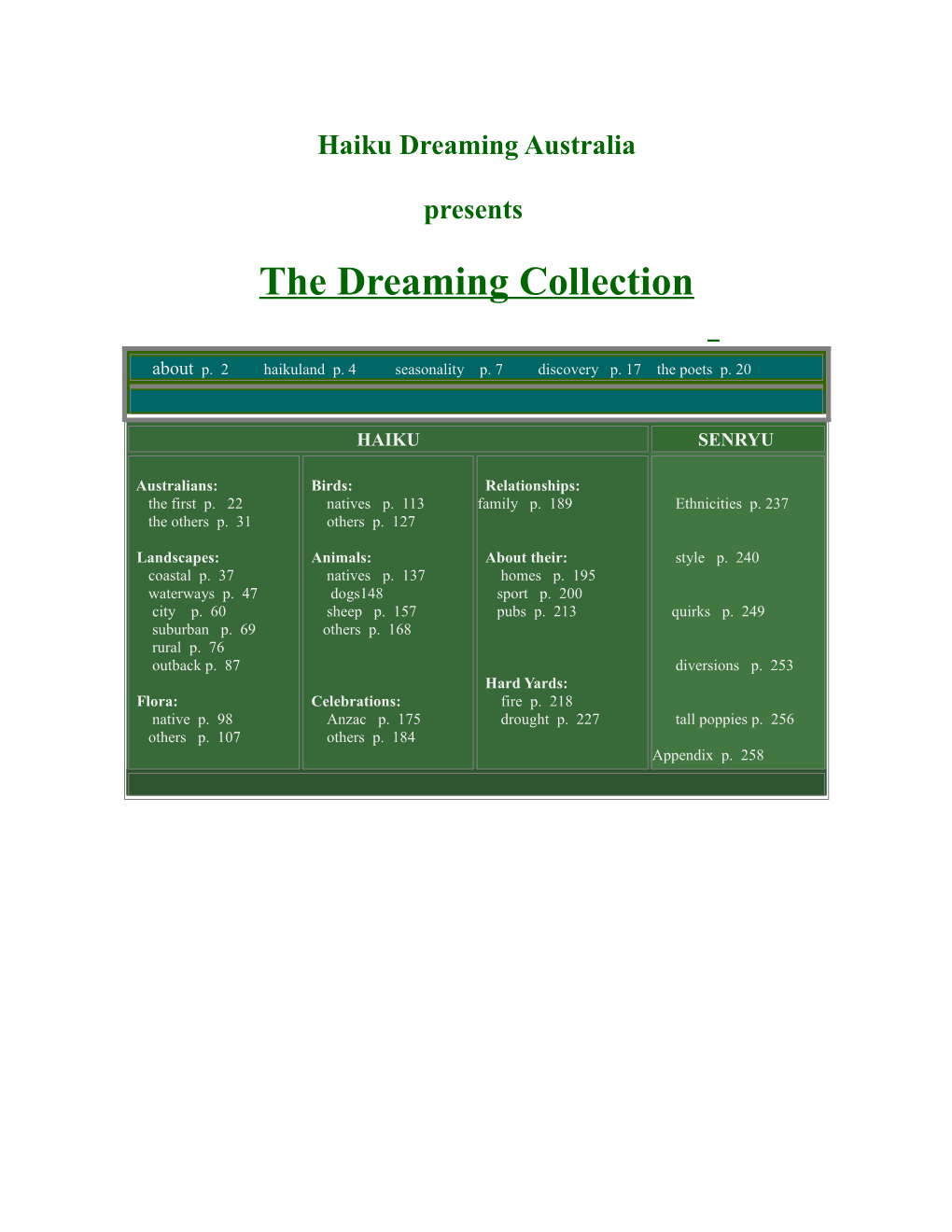 Haiku Dreaming Collection, 2010 [This Haiku Was Composed in Japanese and Translated Into English for This Collection.]