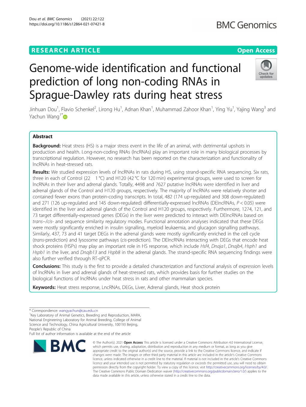 Genome-Wide Identification and Functional Prediction of Long Non
