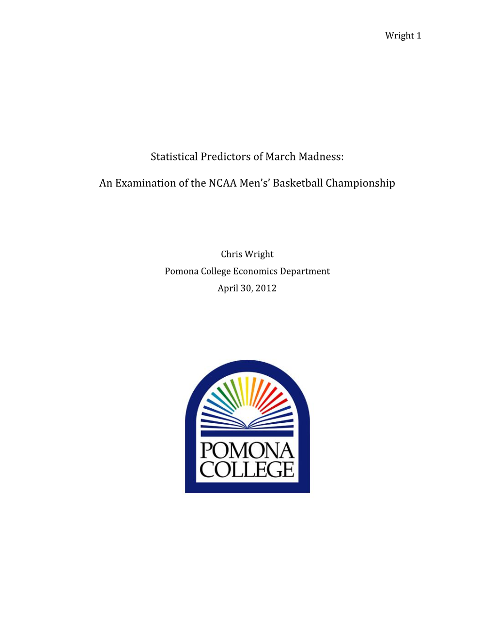 Statistical Predictors of March Madness: an Examination of the NCAA Men's' Basketball Championship