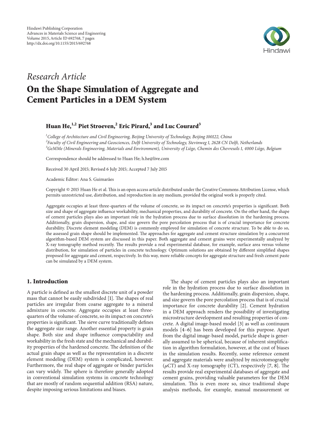 On the Shape Simulation of Aggregate and Cement Particles in a DEM System