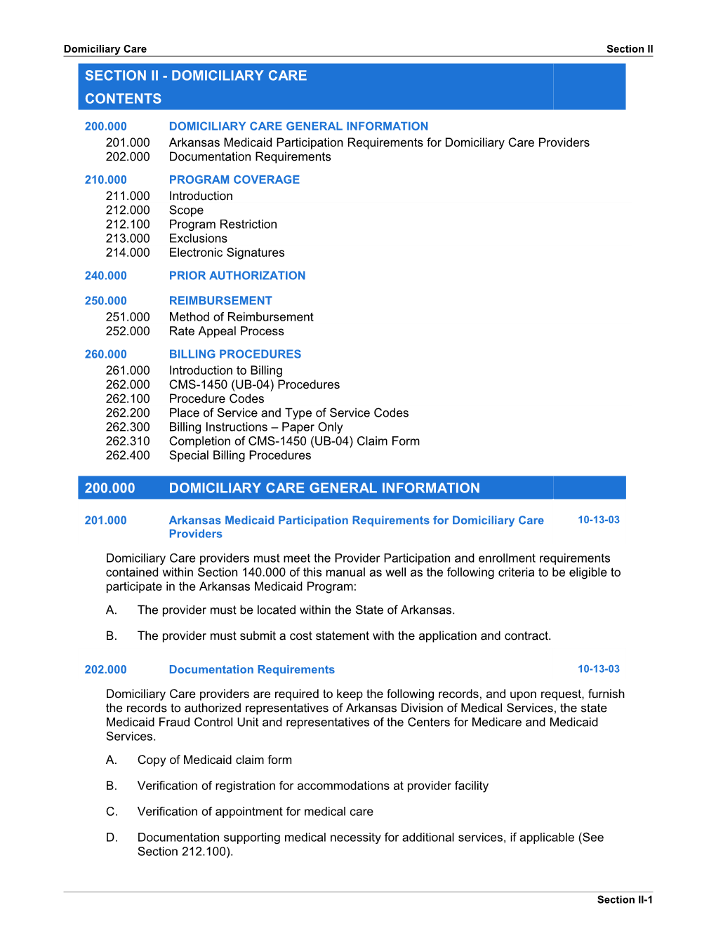 Domiciliary Care Section II