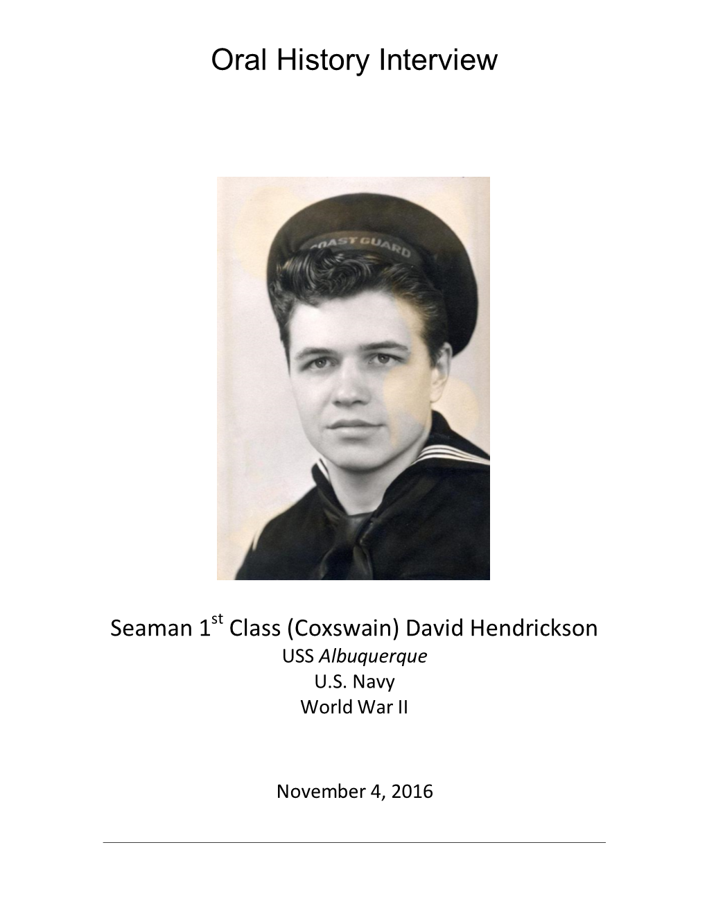 David Hendrickson USS Albuquerque U.S