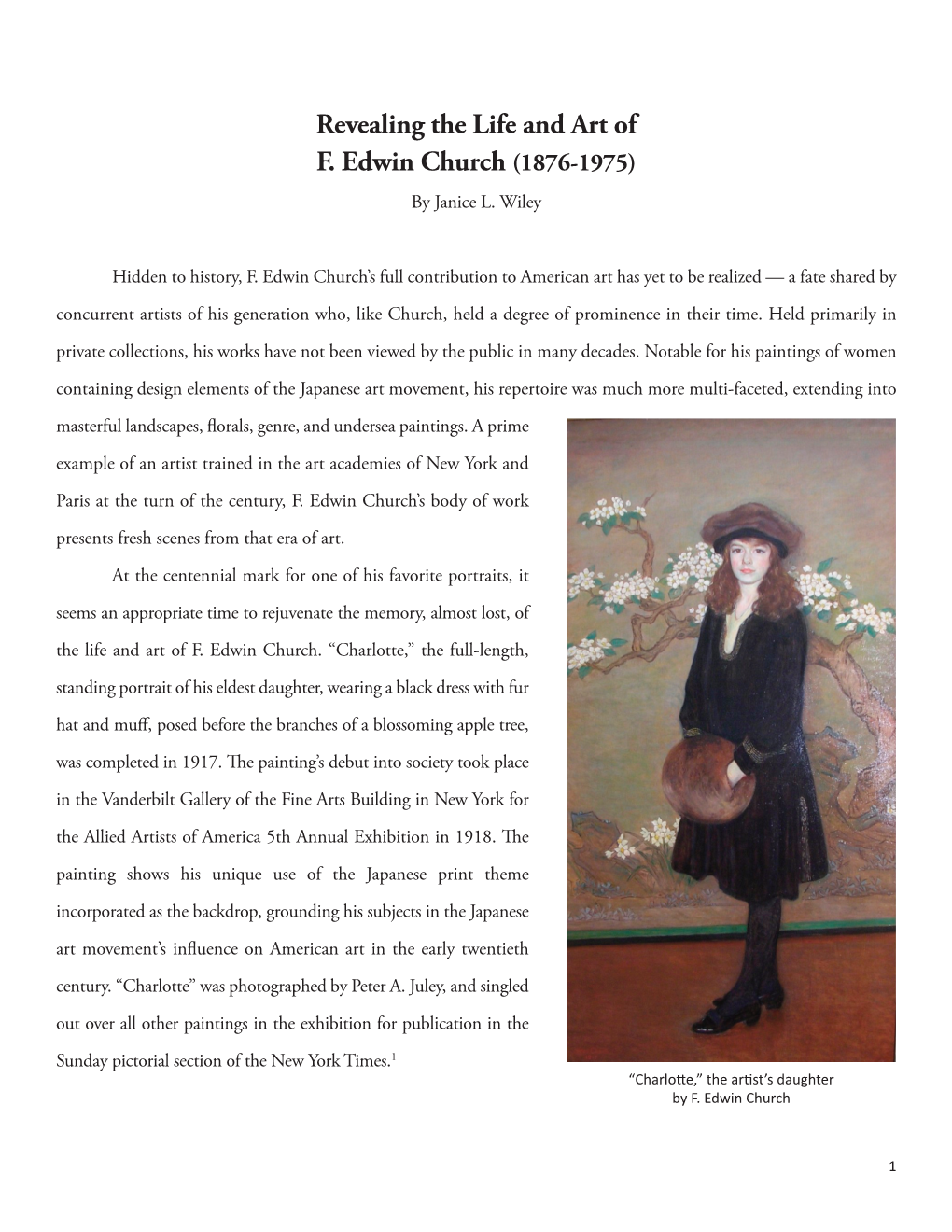 Revealing the Life and Art of F. Edwin Church (1876-1975) by Janice L
