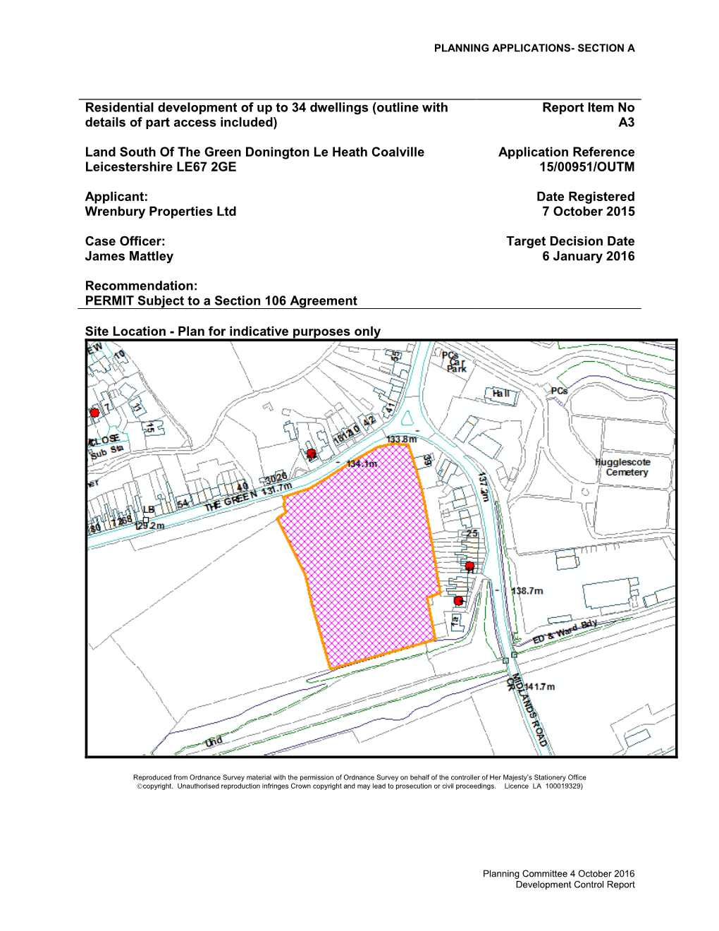 Residential Development of up to 34 Dwellings (Outline with Details of Part Access Included) on Land to the South of the Green, Donington Le Heath