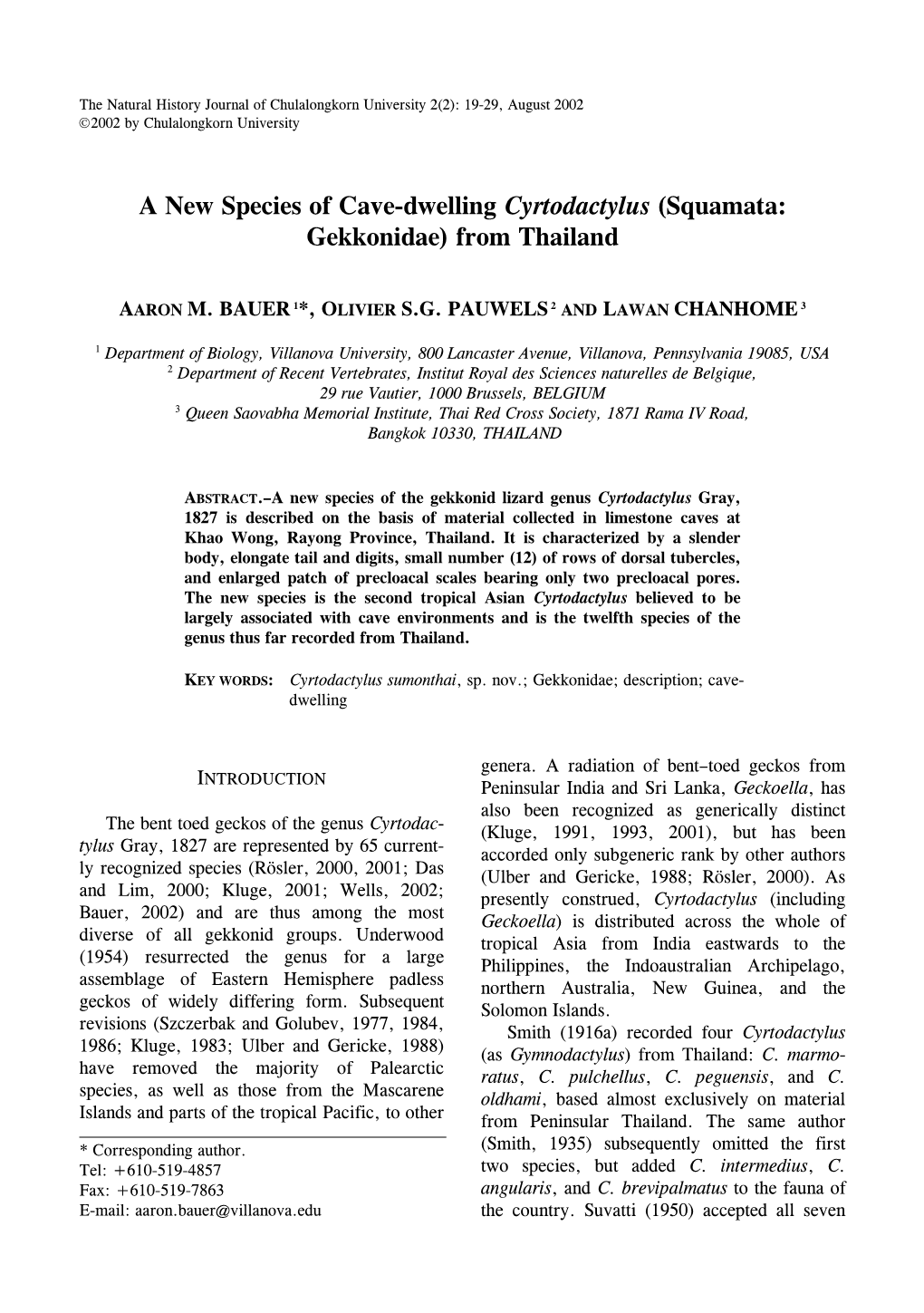 A New Species of Cave-Dwelling Cyrtodactylus (Squamata: Gekkonidae) from Thailand