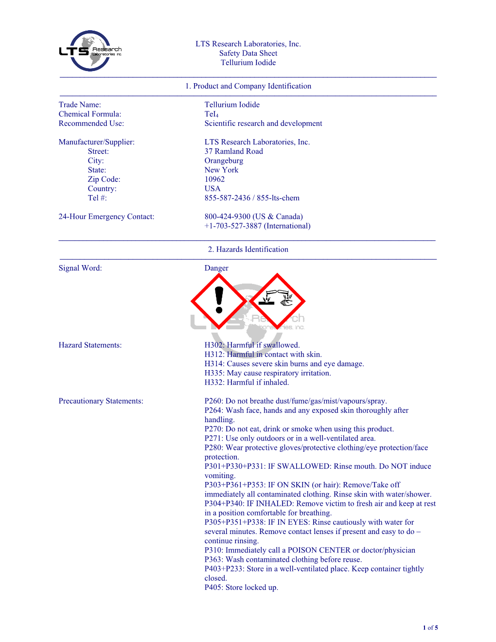 Material Safety Data Sheet