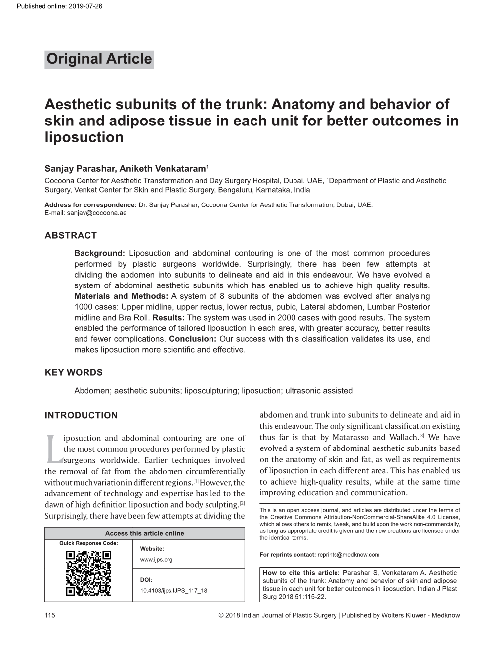 Aesthetic Subunits of the Trunk: Anatomy and Behavior of Skin and Adipose Tissue in Each Unit for Better Outcomes in Liposuction