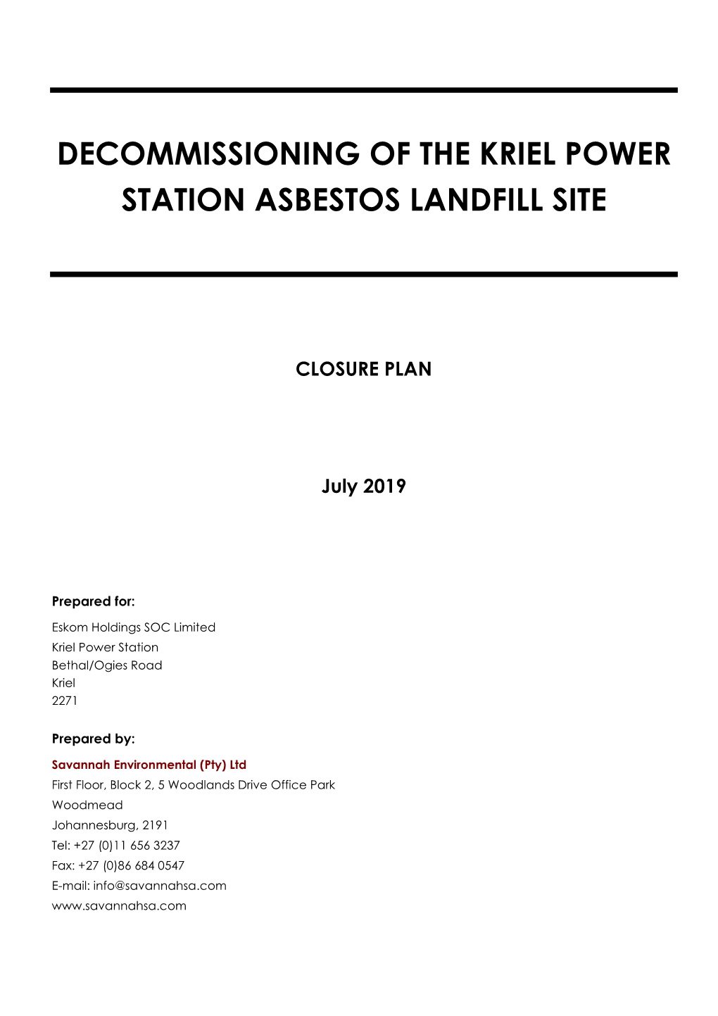 Decommissioning of the Kriel Power Station Asbestos Landfill Site