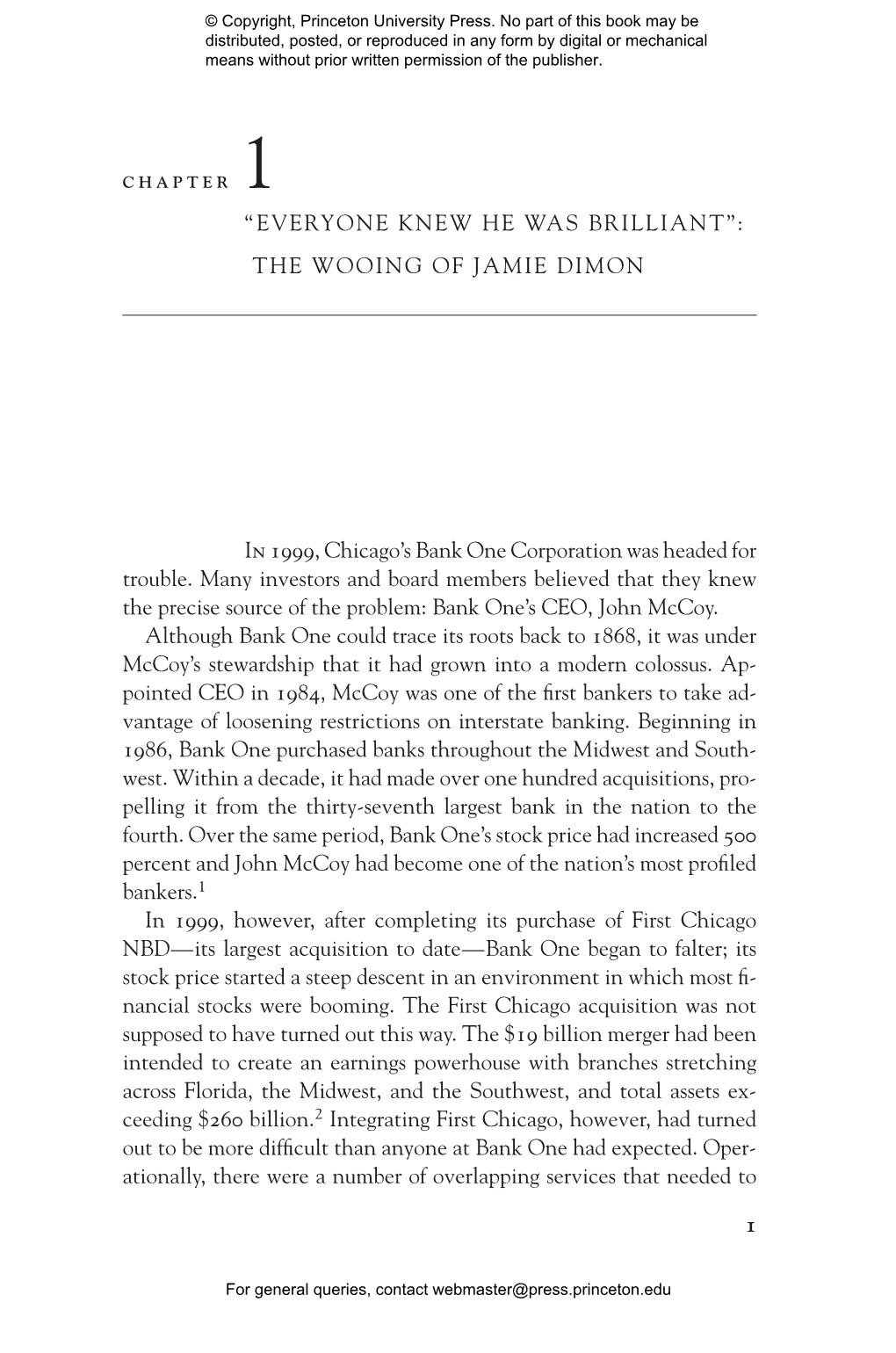 THE WOOING of JAMIE DIMON in 1999, Chicago's Bank One