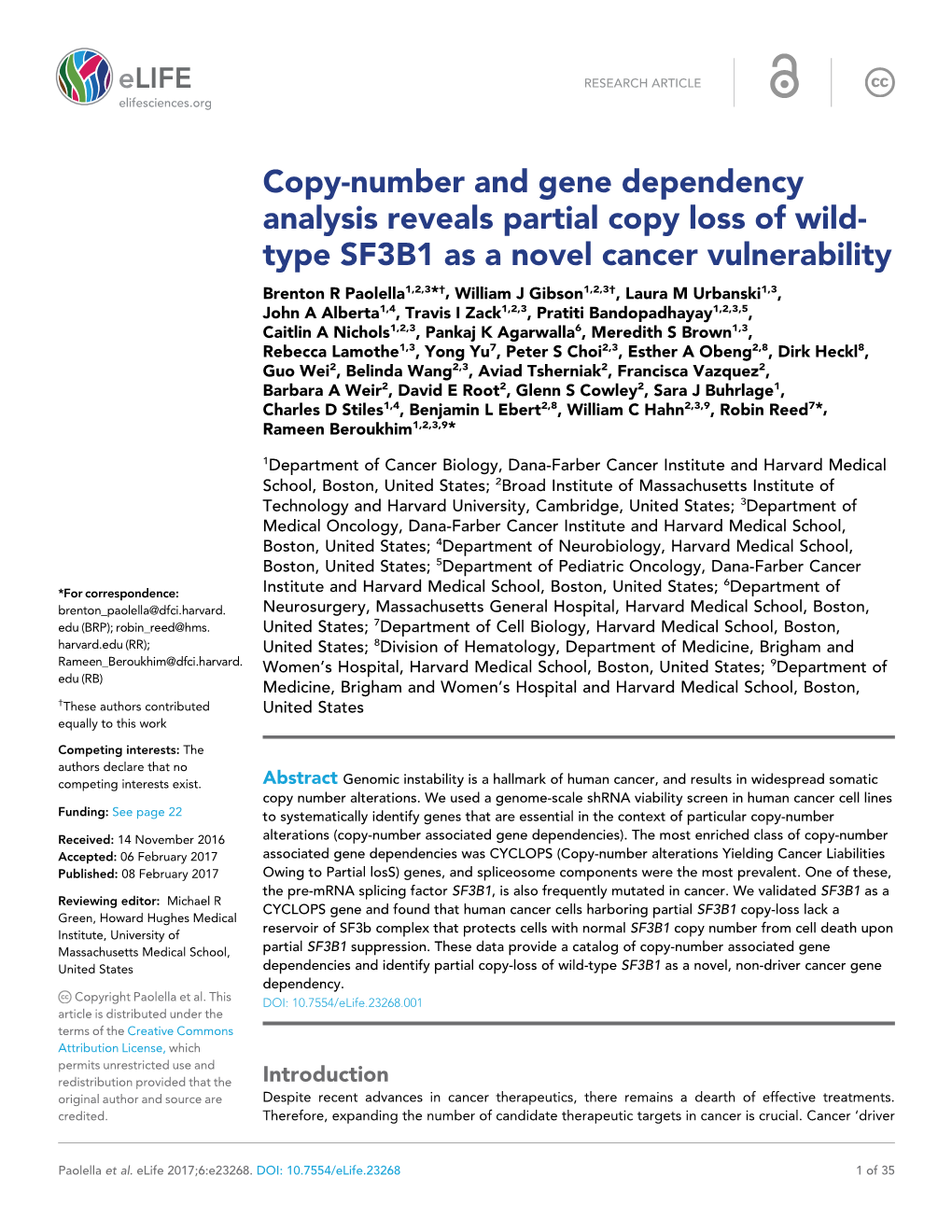 Copy-Number and Gene Dependency Analysis Reveals Partial Copy Loss Of