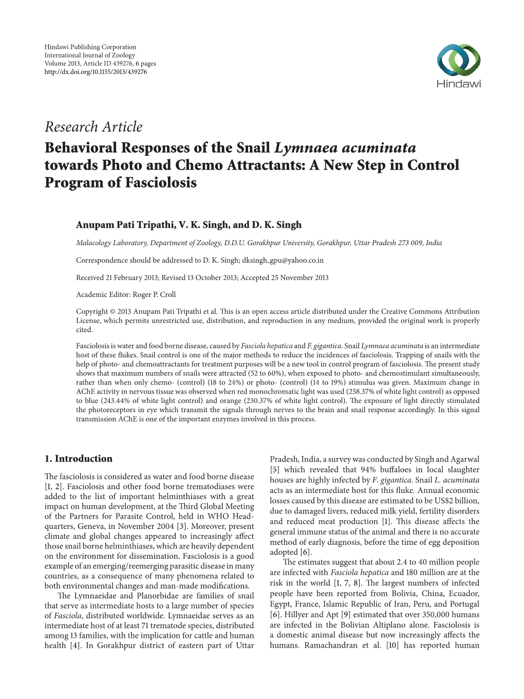 Behavioral Responses of the Snail Lymnaea Acuminata Towards Photo and Chemo Attractants: a New Step in Control Program of Fasciolosis