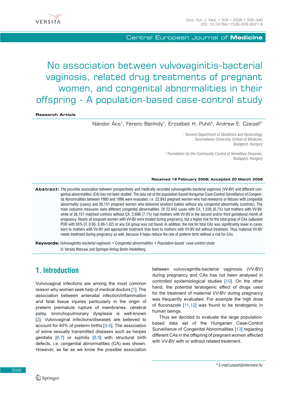 No Association Between Vulvovaginitis-Bacterial Vaginosis, Related Drug