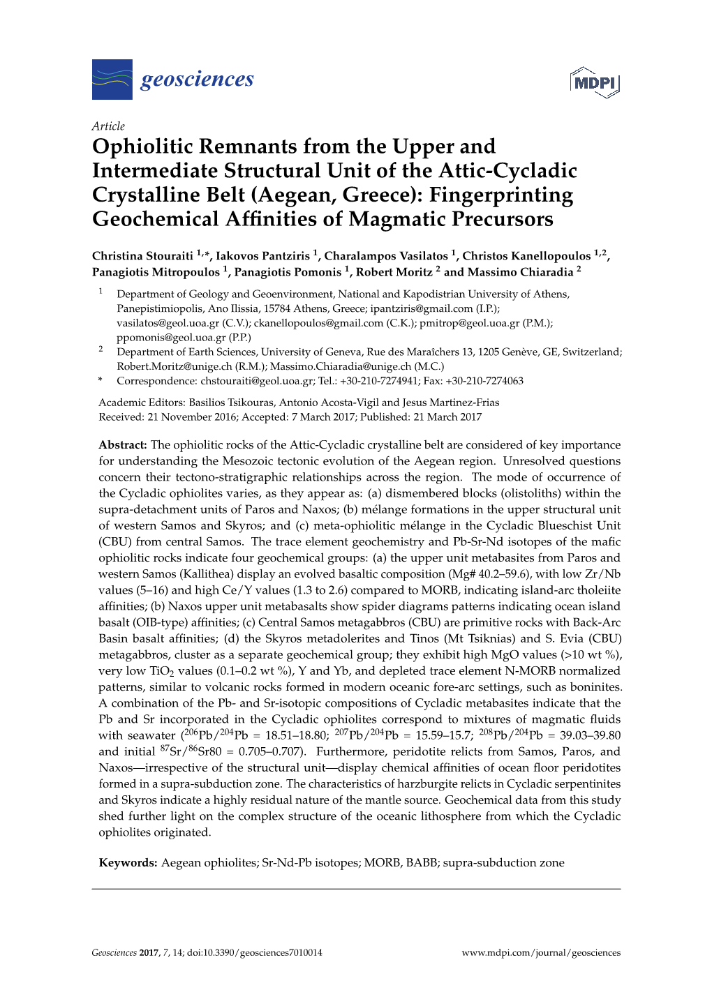 Ophiolitic Remnants from the Upper and Intermediate Structural Unit Of