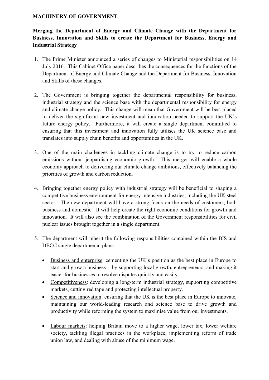 Machinery of Government: Merging the Department of Energy