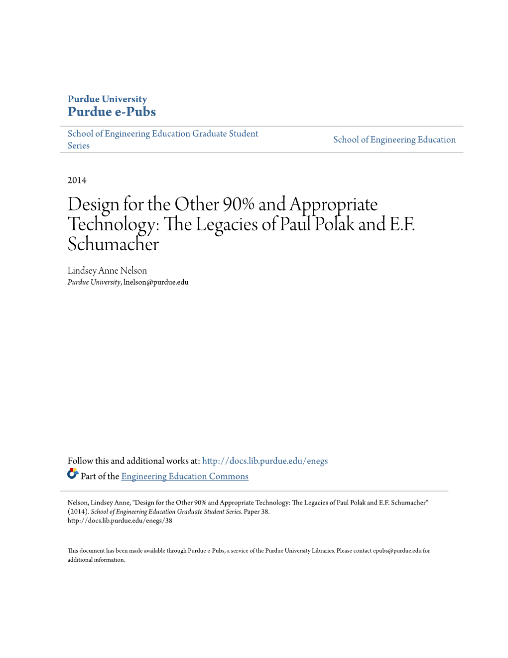 Design for the Other 90% and Appropriate Technology: the Legacies of Paul Polak and E.F