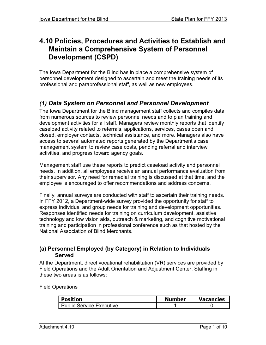 Iowa Department for the Blind State Plan for FFY 2013 s1