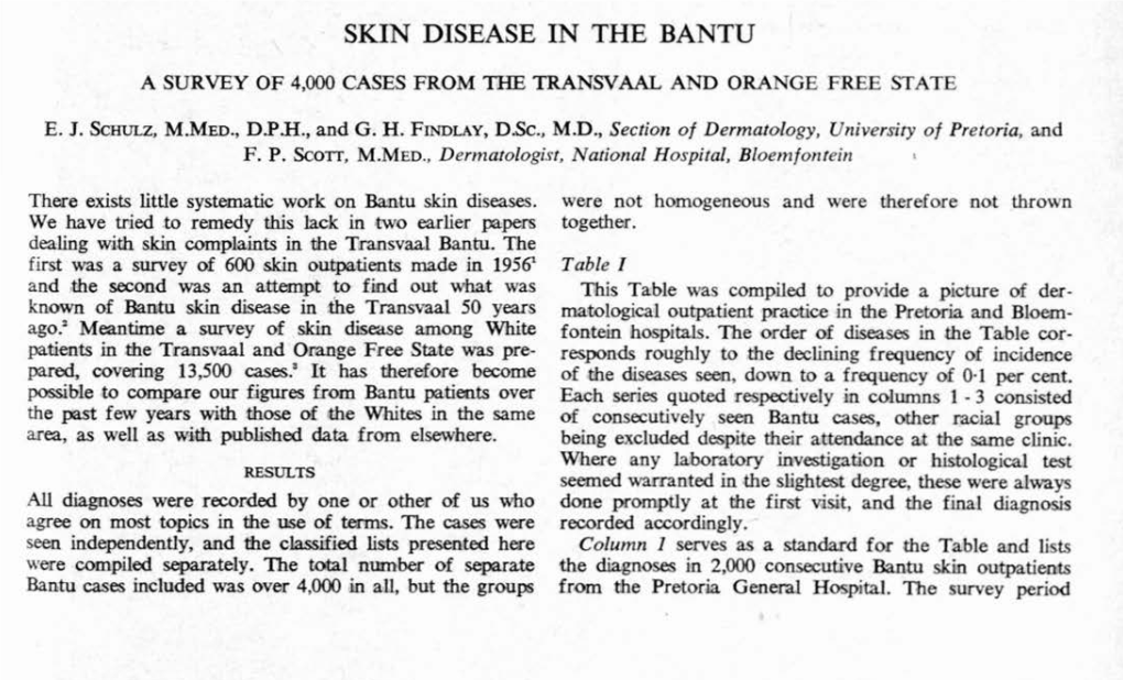 Skin Disease in the Bantu