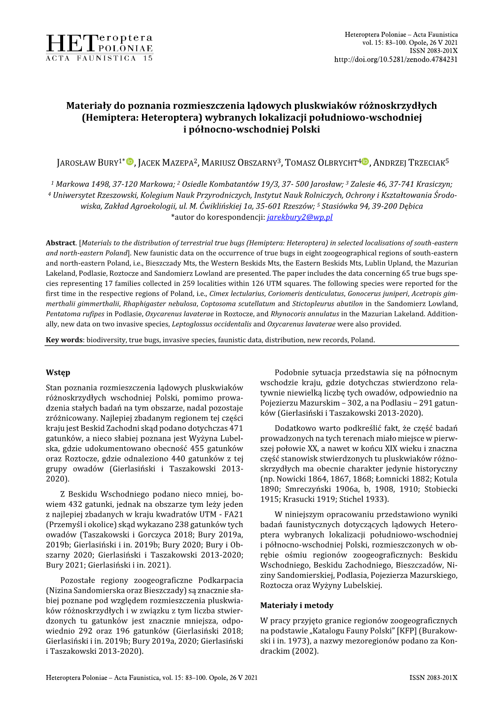 HP-Acta15 Bury Et Al Materiały Do Poznania Rozmieszczenia Lądowych