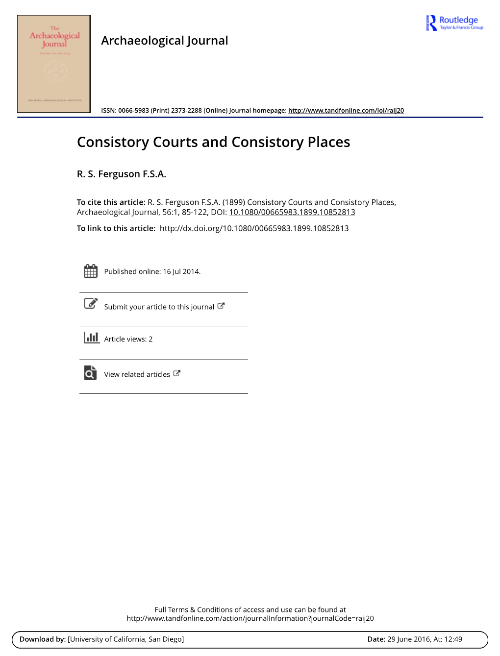 Consistory Courts and Consistory Places