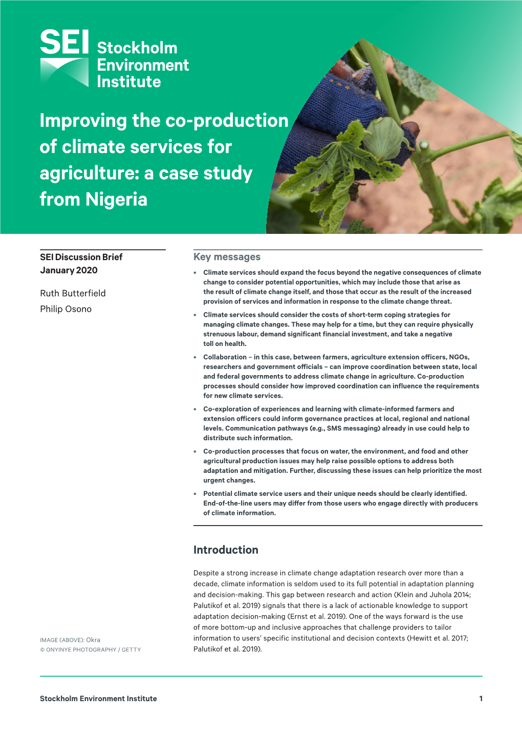 Improving the Co-Production of Climate Services for Agriculture: a Case Study from Nigeria